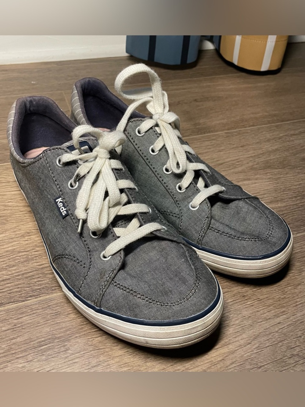 Keds Womens Size 9.5 Center III Chambray Lace Up Sneakers Light Blue Canvas Shoe